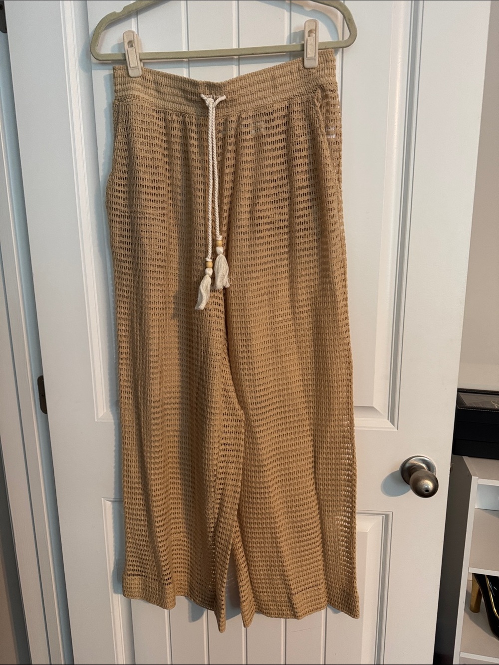 Haute Hippie Cream Crochet Wide-Leg Pants